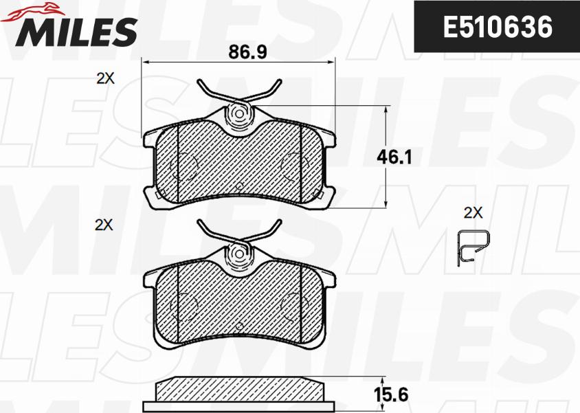 Miles E510636 - Kit pastiglie freno, Freno a disco autozon.pro