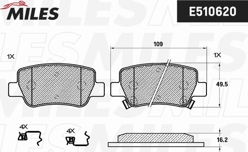 Miles E510620 - Kit pastiglie freno, Freno a disco autozon.pro