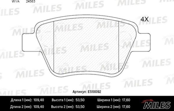 Miles E510092 - Kit pastiglie freno, Freno a disco autozon.pro