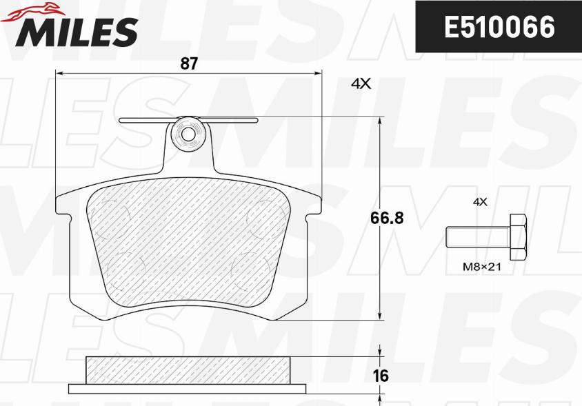 Miles E510066 - Kit pastiglie freno, Freno a disco autozon.pro