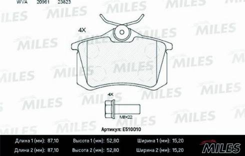 Miles E510010 - Kit pastiglie freno, Freno a disco autozon.pro