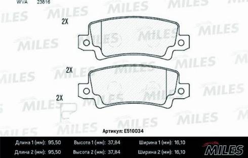 Miles E510034 - Kit pastiglie freno, Freno a disco autozon.pro