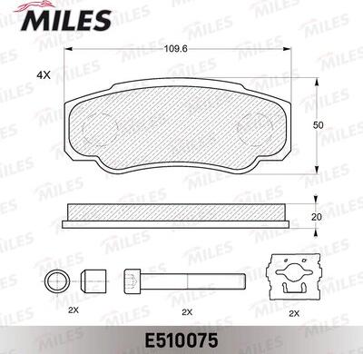 Miles E510075 - Kit pastiglie freno, Freno a disco autozon.pro