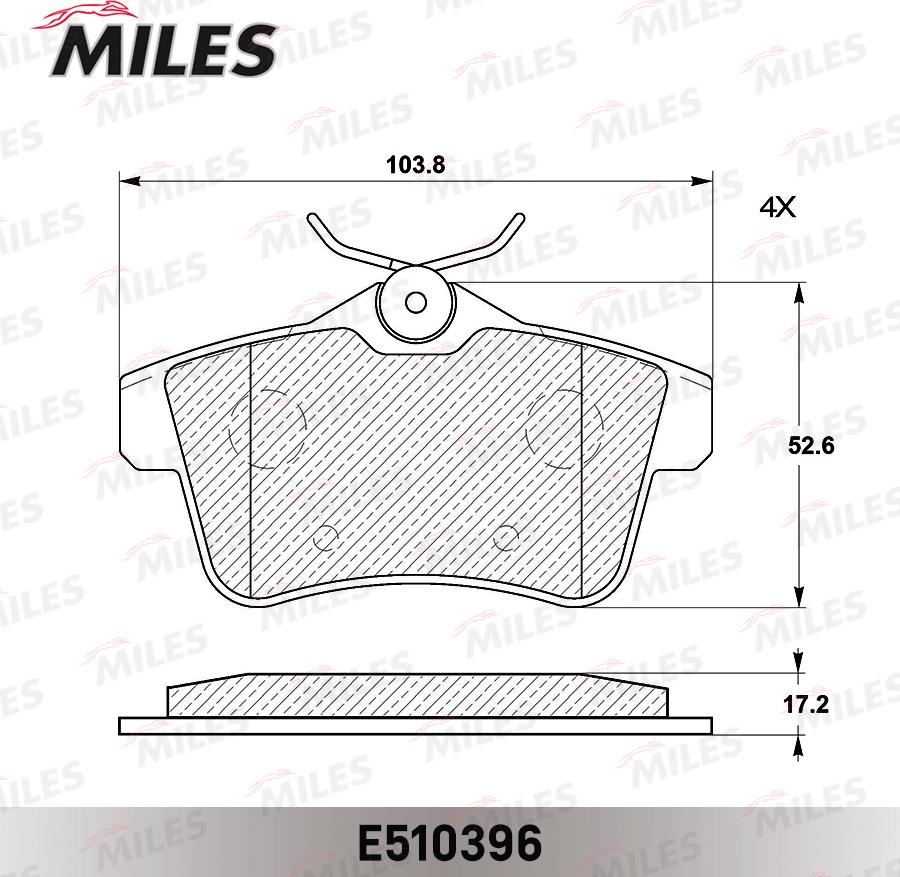 Miles E510396 - Kit pastiglie freno, Freno a disco autozon.pro