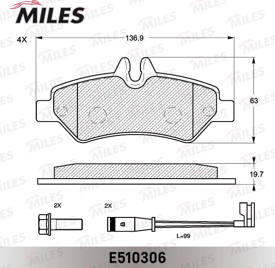 Miles E510306 - Kit pastiglie freno, Freno a disco autozon.pro