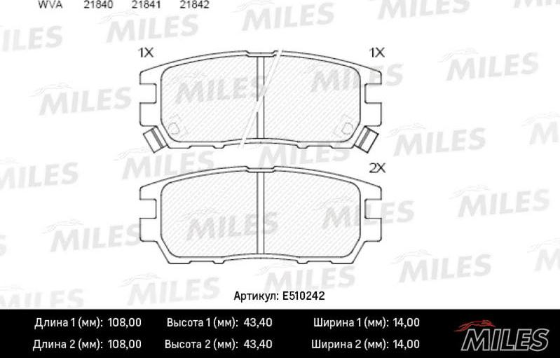 Miles E510242 - Kit pastiglie freno, Freno a disco autozon.pro