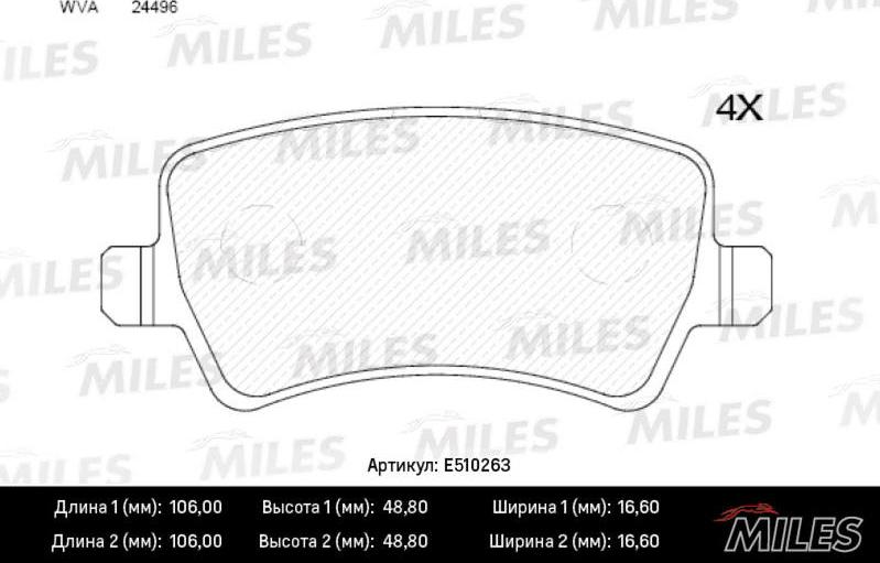 Miles E510263 - Kit pastiglie freno, Freno a disco autozon.pro