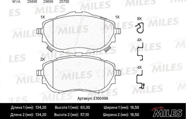 Miles E100499 - Kit pastiglie freno, Freno a disco autozon.pro