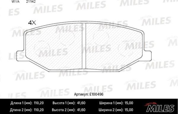 Miles E100496 - Kit pastiglie freno, Freno a disco autozon.pro