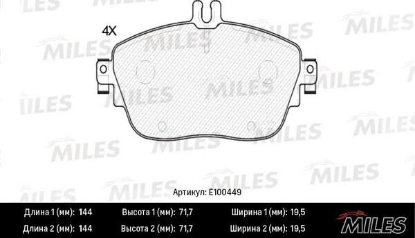 Miles E100449 - Kit pastiglie freno, Freno a disco autozon.pro