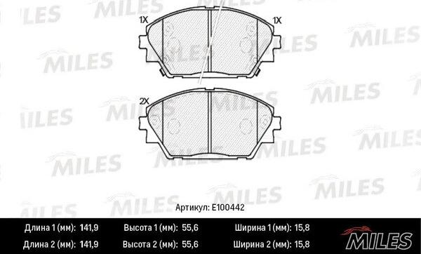 Miles E100442 - Kit pastiglie freno, Freno a disco autozon.pro