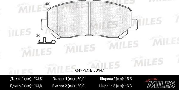 Miles E100447 - Kit pastiglie freno, Freno a disco autozon.pro