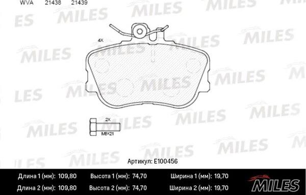 Miles E100456 - Kit pastiglie freno, Freno a disco autozon.pro