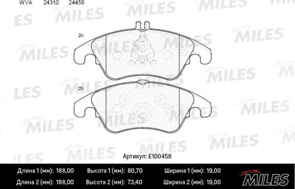 Miles E100458 - Kit pastiglie freno, Freno a disco autozon.pro