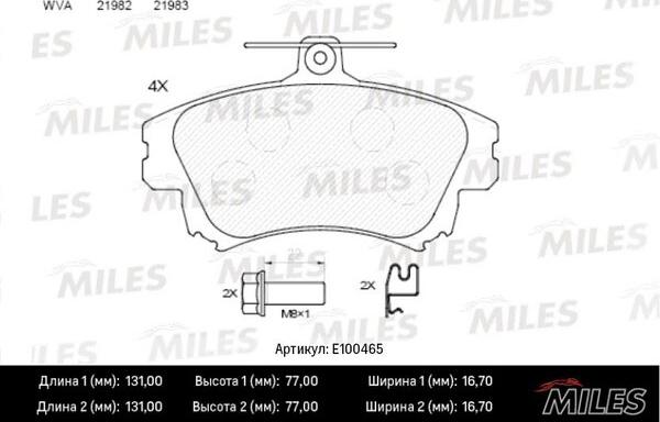 Miles E100465 - Kit pastiglie freno, Freno a disco autozon.pro