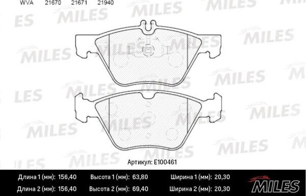 Miles E100461 - Kit pastiglie freno, Freno a disco autozon.pro