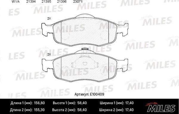 Miles E100409 - Kit pastiglie freno, Freno a disco autozon.pro