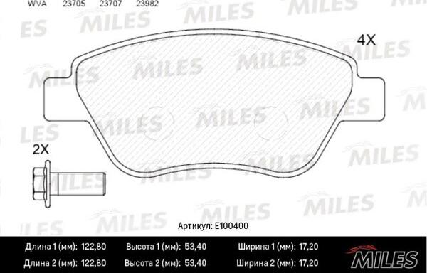 Miles E100400 - Kit pastiglie freno, Freno a disco autozon.pro