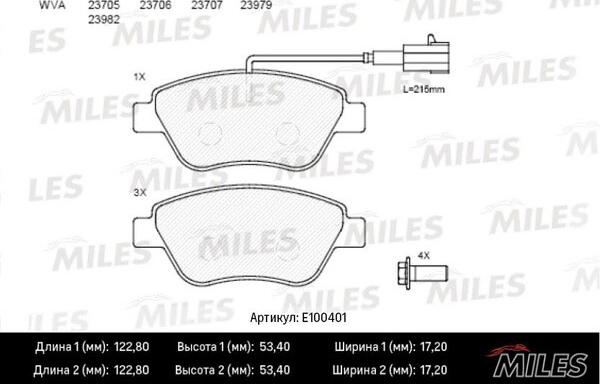 Miles E100401 - Kit pastiglie freno, Freno a disco autozon.pro