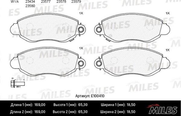 Miles E100410 - Kit pastiglie freno, Freno a disco autozon.pro