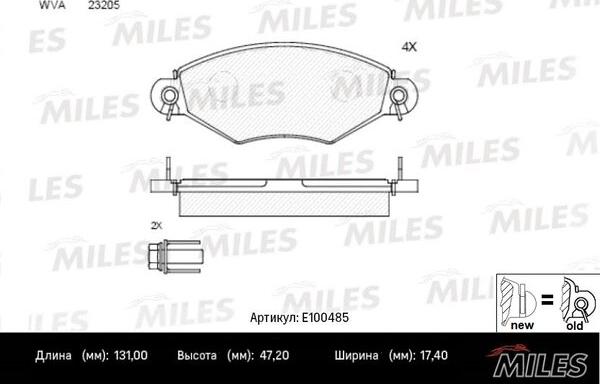 Miles E100485 - Kit pastiglie freno, Freno a disco autozon.pro