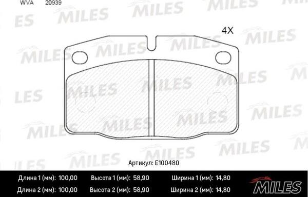 Miles E100480 - Kit pastiglie freno, Freno a disco autozon.pro