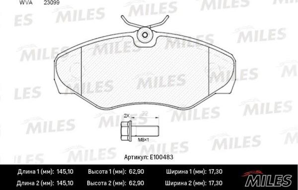 Miles E100483 - Kit pastiglie freno, Freno a disco autozon.pro