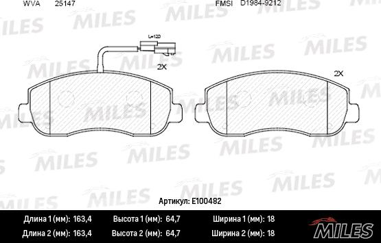 Miles E100482 - Kit pastiglie freno, Freno a disco autozon.pro