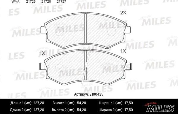 Miles E100423 - Kit pastiglie freno, Freno a disco autozon.pro