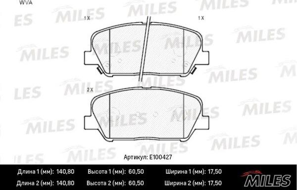 Miles E100427 - Kit pastiglie freno, Freno a disco autozon.pro