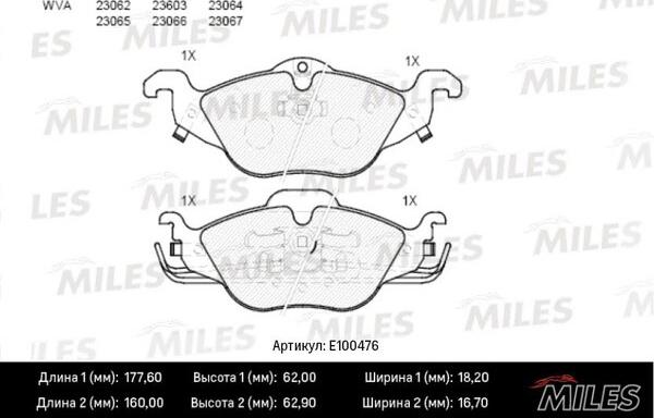 Miles E100476 - Kit pastiglie freno, Freno a disco autozon.pro