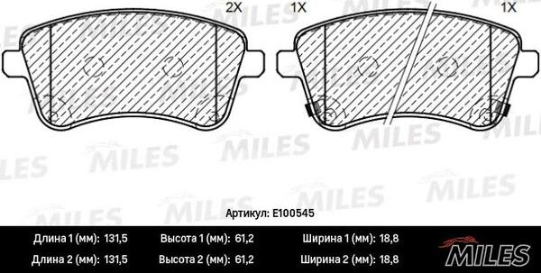 Miles E100545 - Kit pastiglie freno, Freno a disco autozon.pro