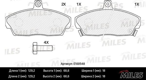 Miles E100548 - Kit pastiglie freno, Freno a disco autozon.pro