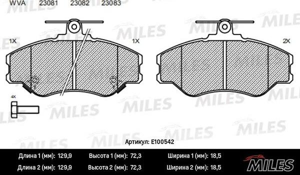 Miles E100542 - Kit pastiglie freno, Freno a disco autozon.pro