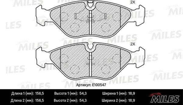 Miles E100547 - Kit pastiglie freno, Freno a disco autozon.pro