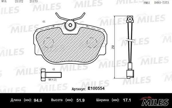 Miles E100554 - Kit pastiglie freno, Freno a disco autozon.pro