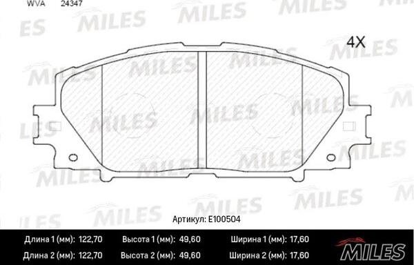 Miles E100504 - Kit pastiglie freno, Freno a disco autozon.pro