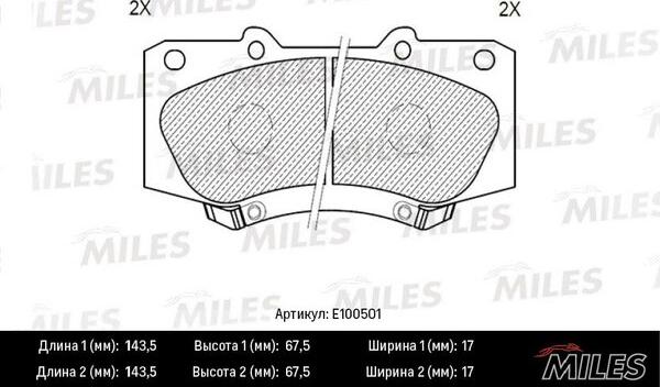 Miles E100501 - Kit pastiglie freno, Freno a disco autozon.pro