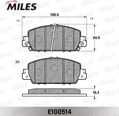 Miles E100514 - Kit pastiglie freno, Freno a disco autozon.pro