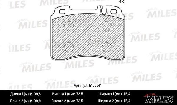 Miles E100511 - Kit pastiglie freno, Freno a disco autozon.pro