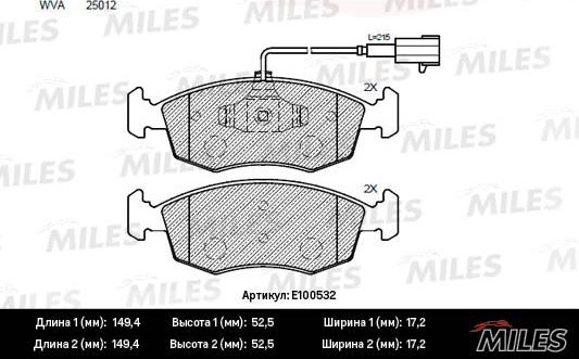 Miles E100532 - Kit pastiglie freno, Freno a disco autozon.pro