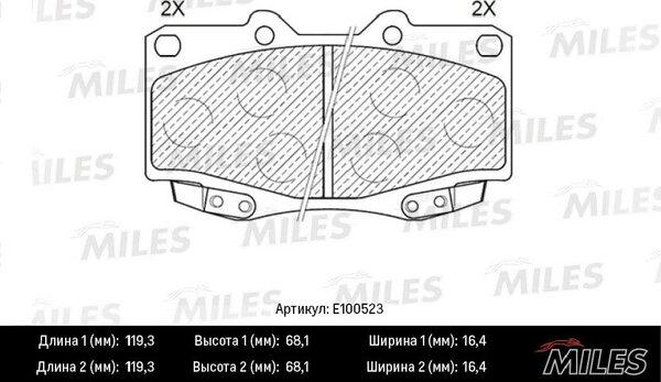 Miles E100523 - Kit pastiglie freno, Freno a disco autozon.pro