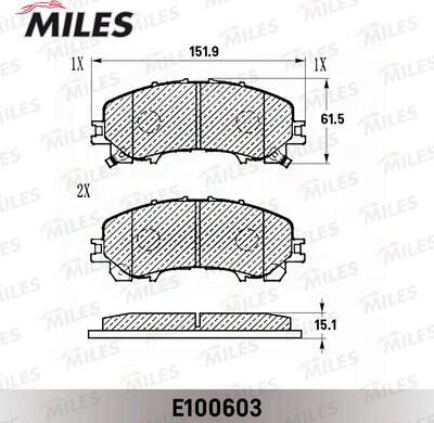 Miles E100603 - Kit pastiglie freno, Freno a disco autozon.pro