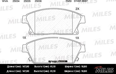 Miles E100096 - Kit pastiglie freno, Freno a disco autozon.pro