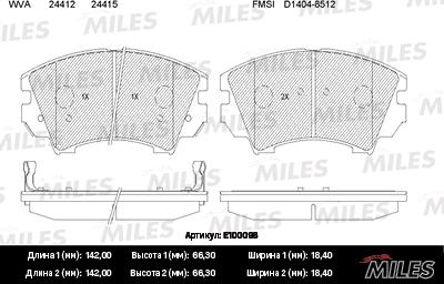 Miles E100098 - Kit pastiglie freno, Freno a disco autozon.pro