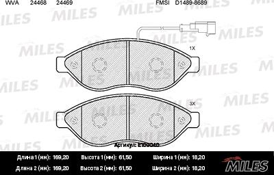 Miles E100040 - Kit pastiglie freno, Freno a disco autozon.pro