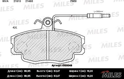 Miles E100048 - Kit pastiglie freno, Freno a disco autozon.pro