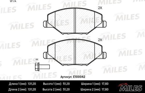 Miles E100042 - Kit pastiglie freno, Freno a disco autozon.pro