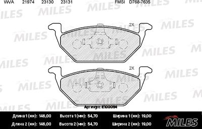 Miles E100054 - Kit pastiglie freno, Freno a disco autozon.pro