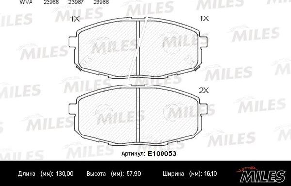 Miles E100053 - Kit pastiglie freno, Freno a disco autozon.pro